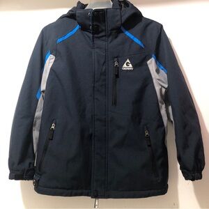 Gerry Jacket Youth M (10-12) Blue Gray Full Zip Removable Hood Windbreaker